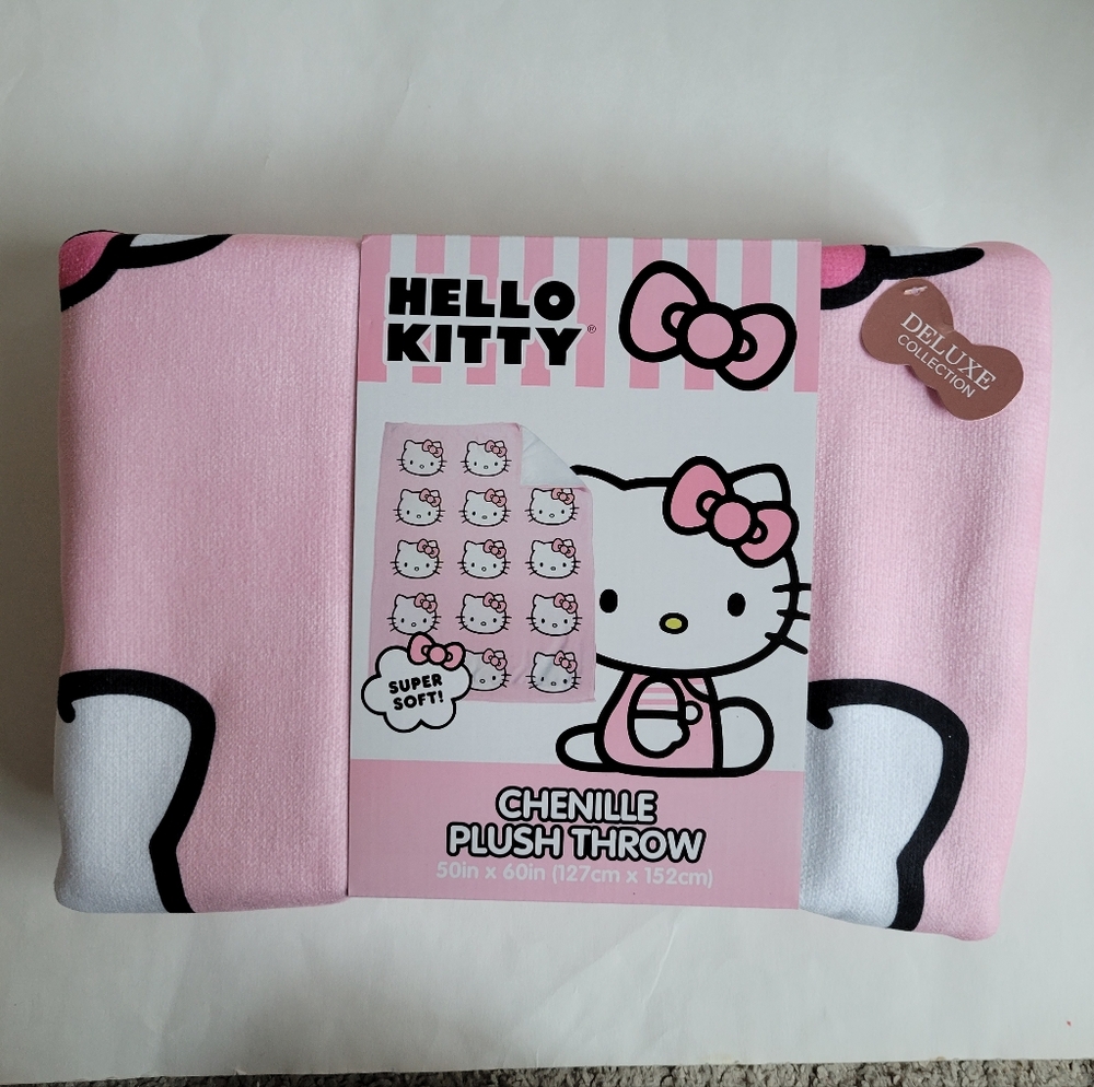 Hello Kitty Pink Chenille Plush Throw